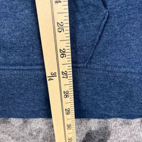 Burlebo Fleece Hoodie Mountain Spellout Navy Blue Men's XXL Pullover - Picture 9 of 10